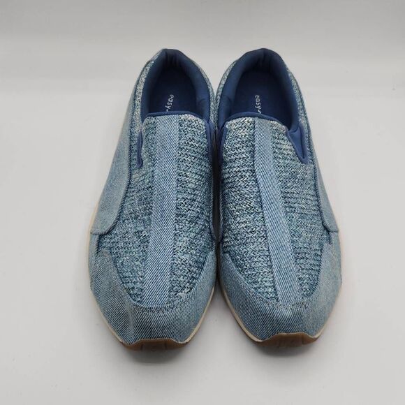 Easy Spirit TravelTime Slip On Mule Sneaker Leather Textile Women 10M light blue - Picture 1 of 9